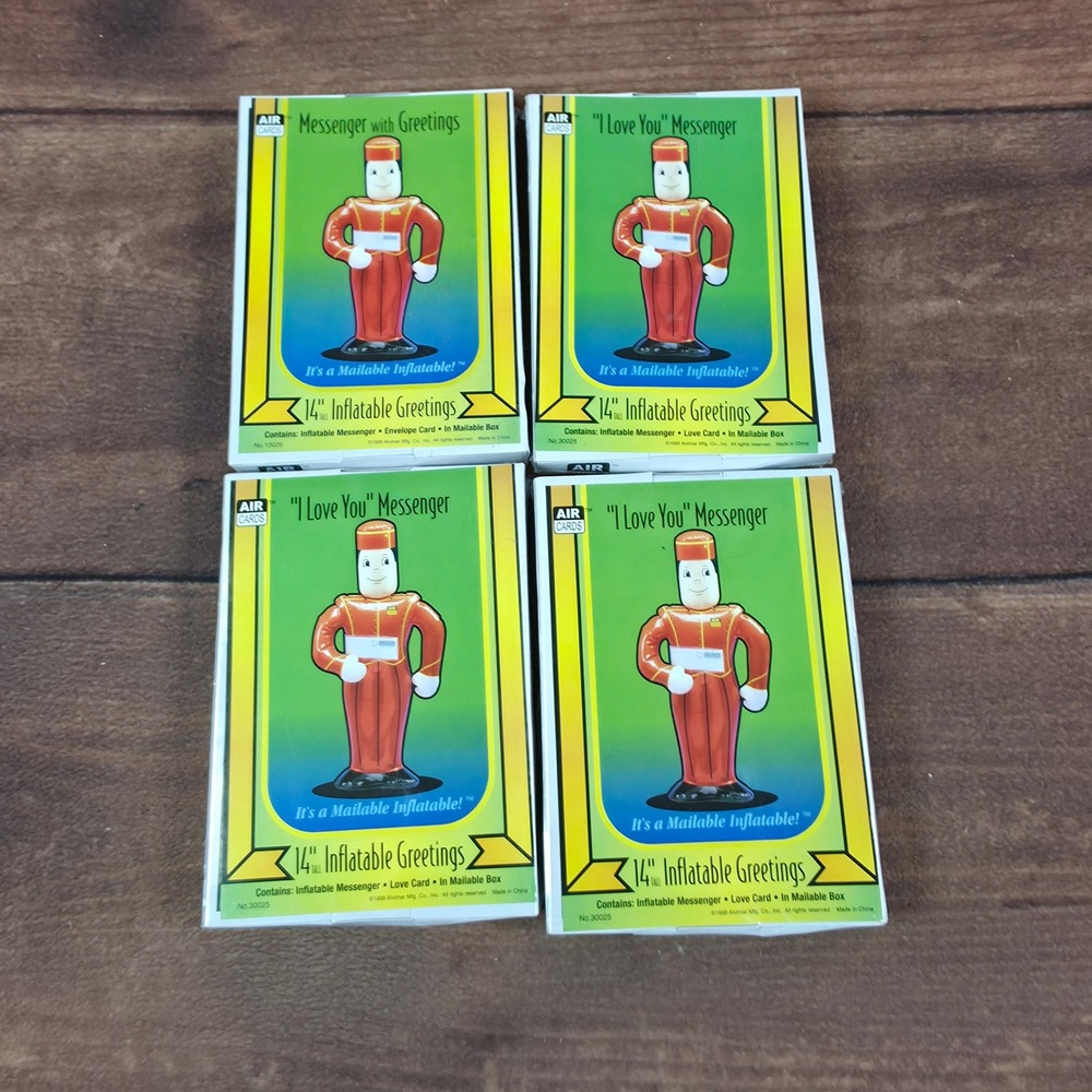 Air Cards Inflatable Greetings Lot 4 14in Red New Vintage 1999 Messenger Box